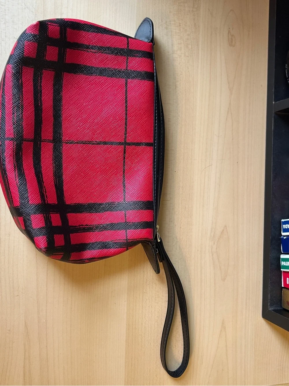 Ralph Lauren Red and Black Plaid Wristlet Clutch